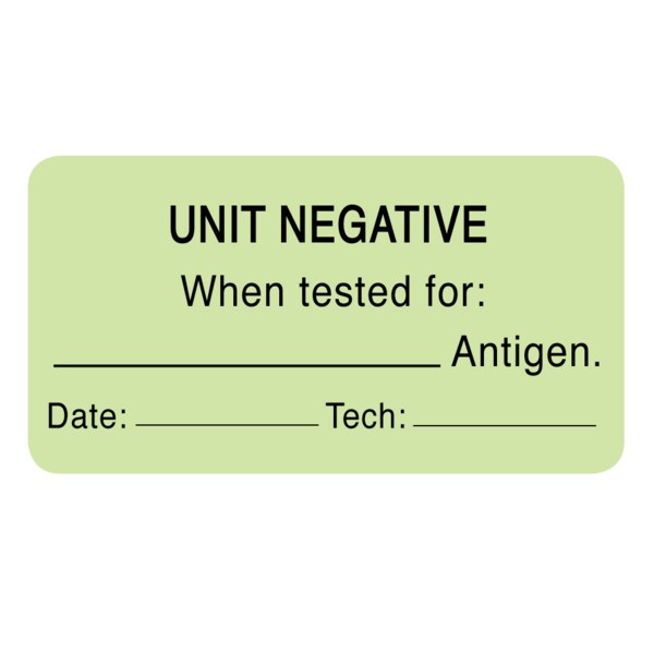 Label, When Tested For: _ Antigen 7/8 x 1-5/8 Green w/Black